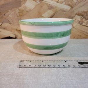 Pier 1 Green and White Striped Bowl